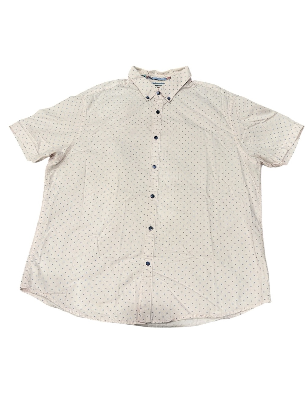 Men’s Denim & Flower Light Pink Short-Sleeve Button-Down with Navy Dot Print
